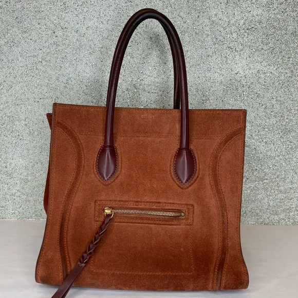 Celine Medium Phantom Medium Luggage Tote Brown Suede - Picture 2 of 16